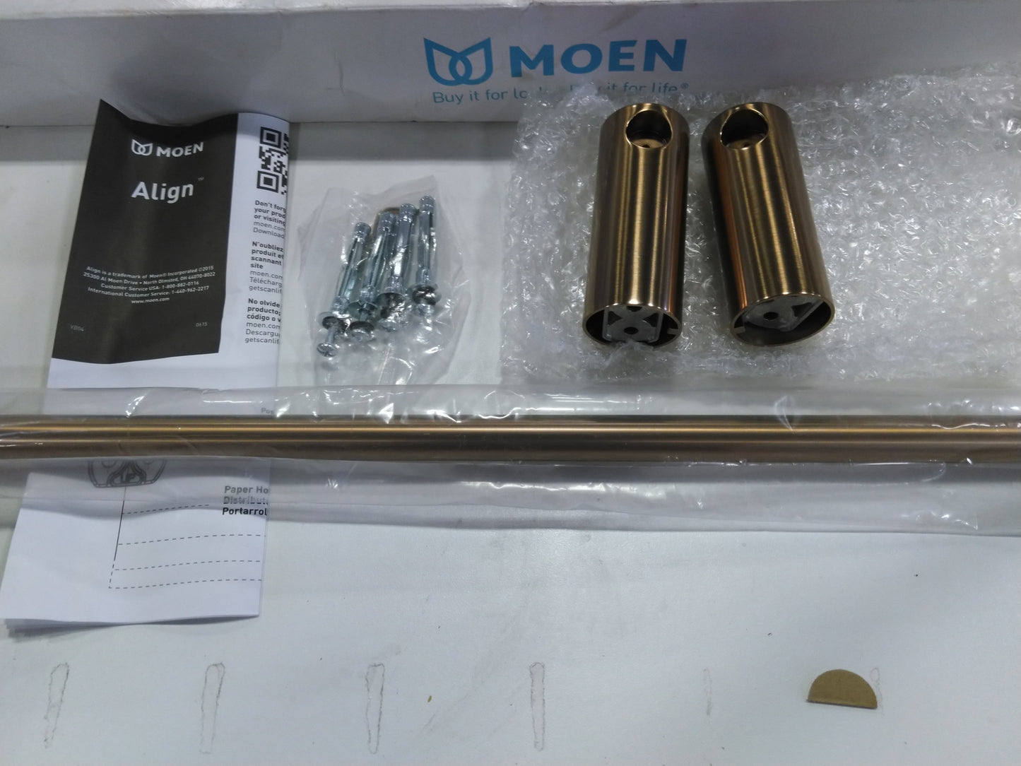 Moen Align Brushed Gold 24-Inch Modern Single -Towel Bar, YB0424BG