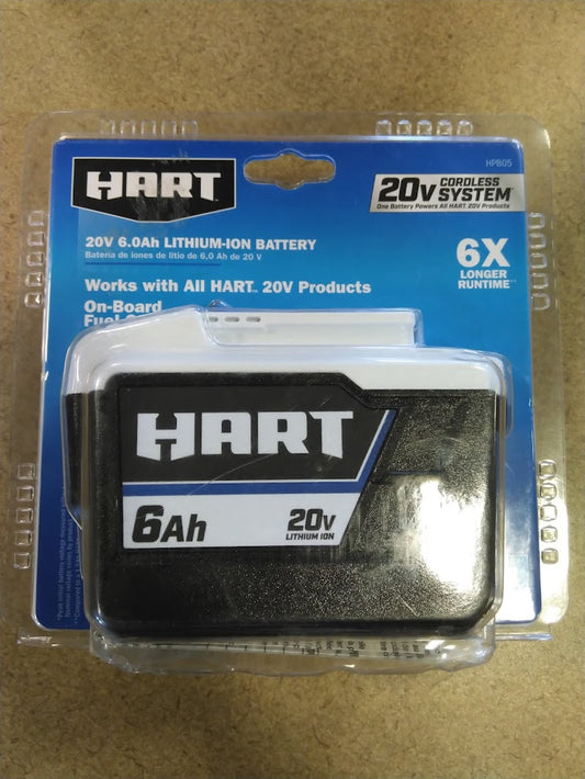 HART 20-Volt 6.0Ah Lithium-Ion Battery (Charger Not Included)