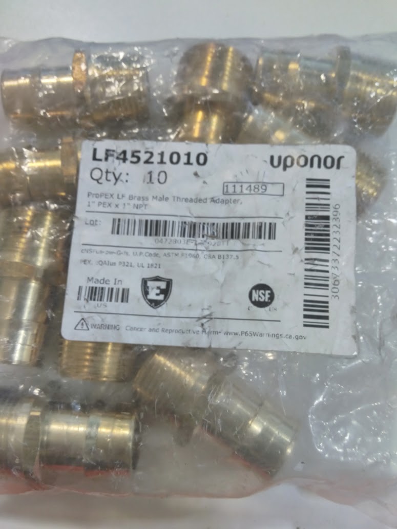 Propex (PN#LF4521010) Brass Male Threaded Adapter 1" Pex x 1" NPT (Pack of 10)