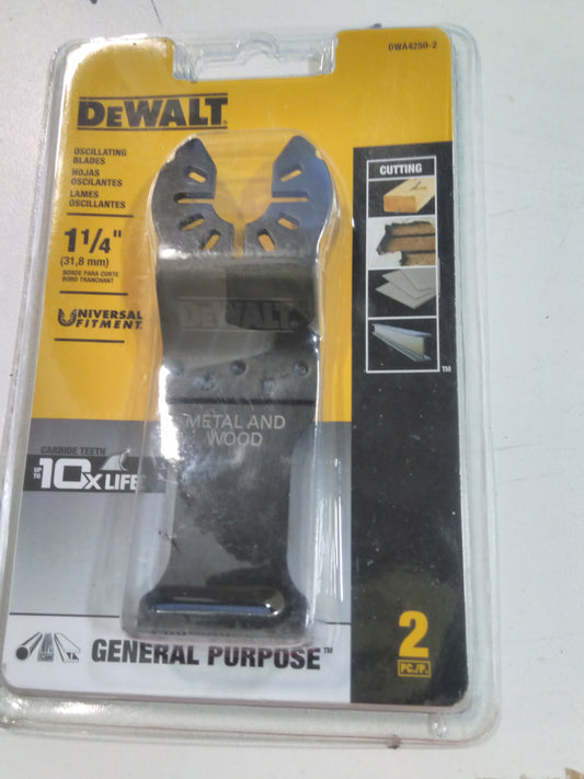 DEWALT DWA4250-2 Carbide Oscillating Blade (2 Pack), 1-1/4"