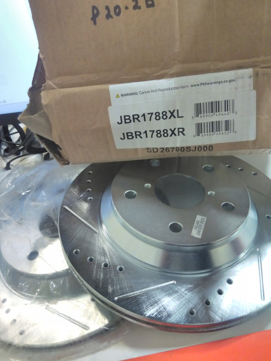 DISC BRAKE ROTOR SET REAR DRILLED SOTTED AND ZINC PLATED BRAKE ROTOR PAIR