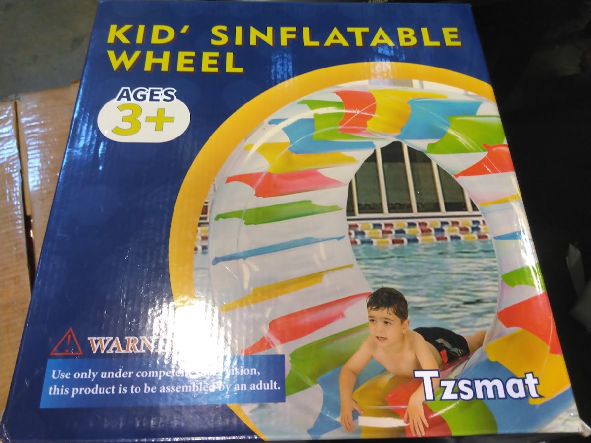 Tzsmat 65" Diameter Kids Colorful Inflatable Wheel Roller Pool Float for Pool Lake Water Toy