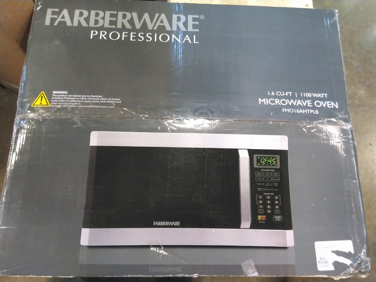 Farberware Countertop Microwave 1100 Watts, 1.6 cu ft - Smart Sensor Microwave Oven With LED Lighting and Child Lock - Perfect for Apartments and Dorms - Easy Clean - Stainless Steel