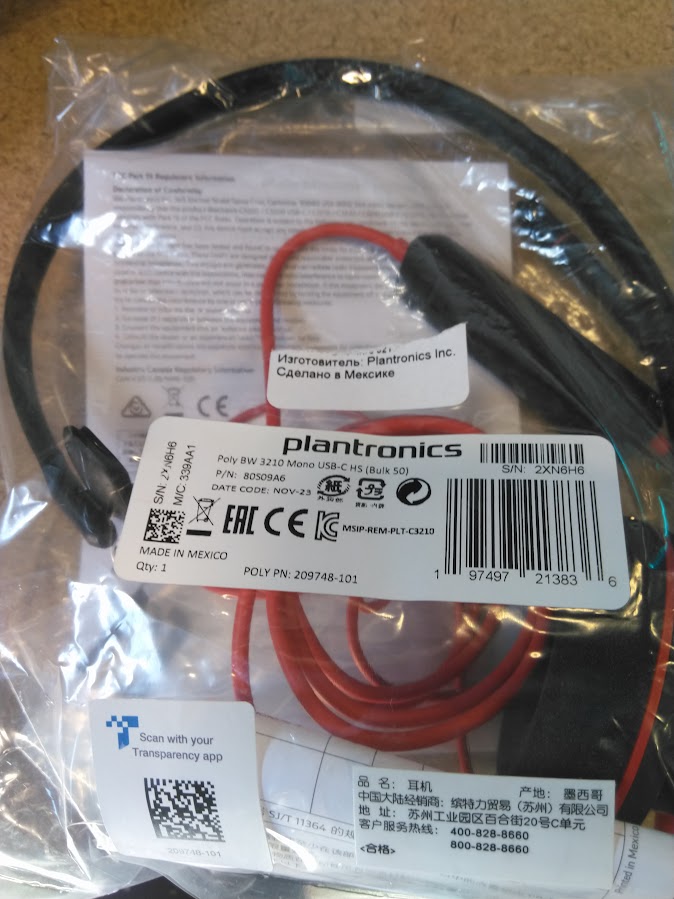 Plantronics Blackwire 3210 USB-C Headset, On-Ear Mono Headset, Wired