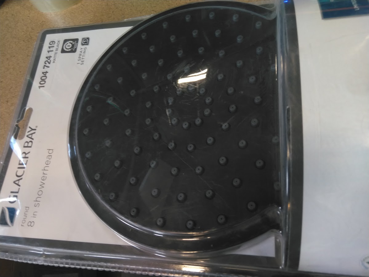 Glacier Bay 1-Spray 8 in. Single Ceiling Mount Fixed Rain Shower Head in Matte Black