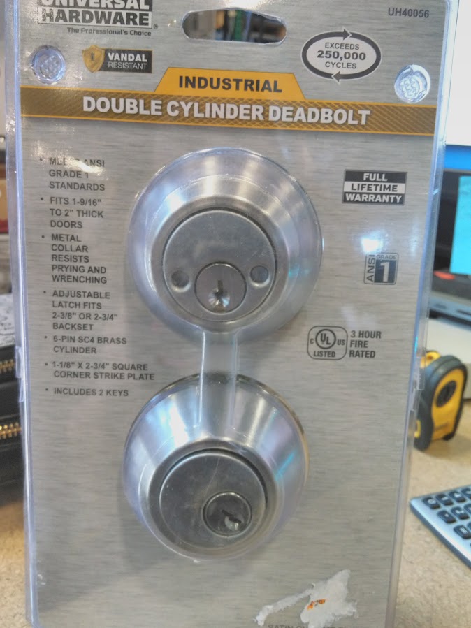 Universal Hardware Industrial Duty Commercial Double Cylinder Deadbolt, UL 3-Hr Fire ANSI Grade 1, Satin Chrome Finish