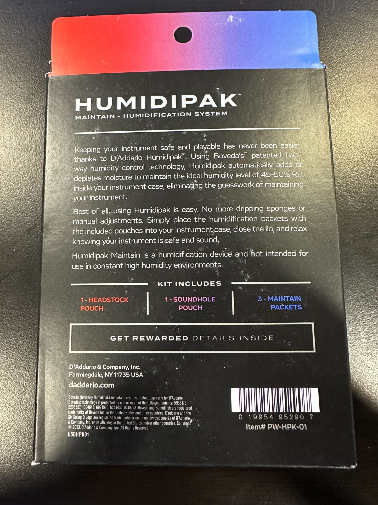 D'Addario HUMIDIPAK MAINTAIN Automatic Humidity Control System Part # PW-HPK-01