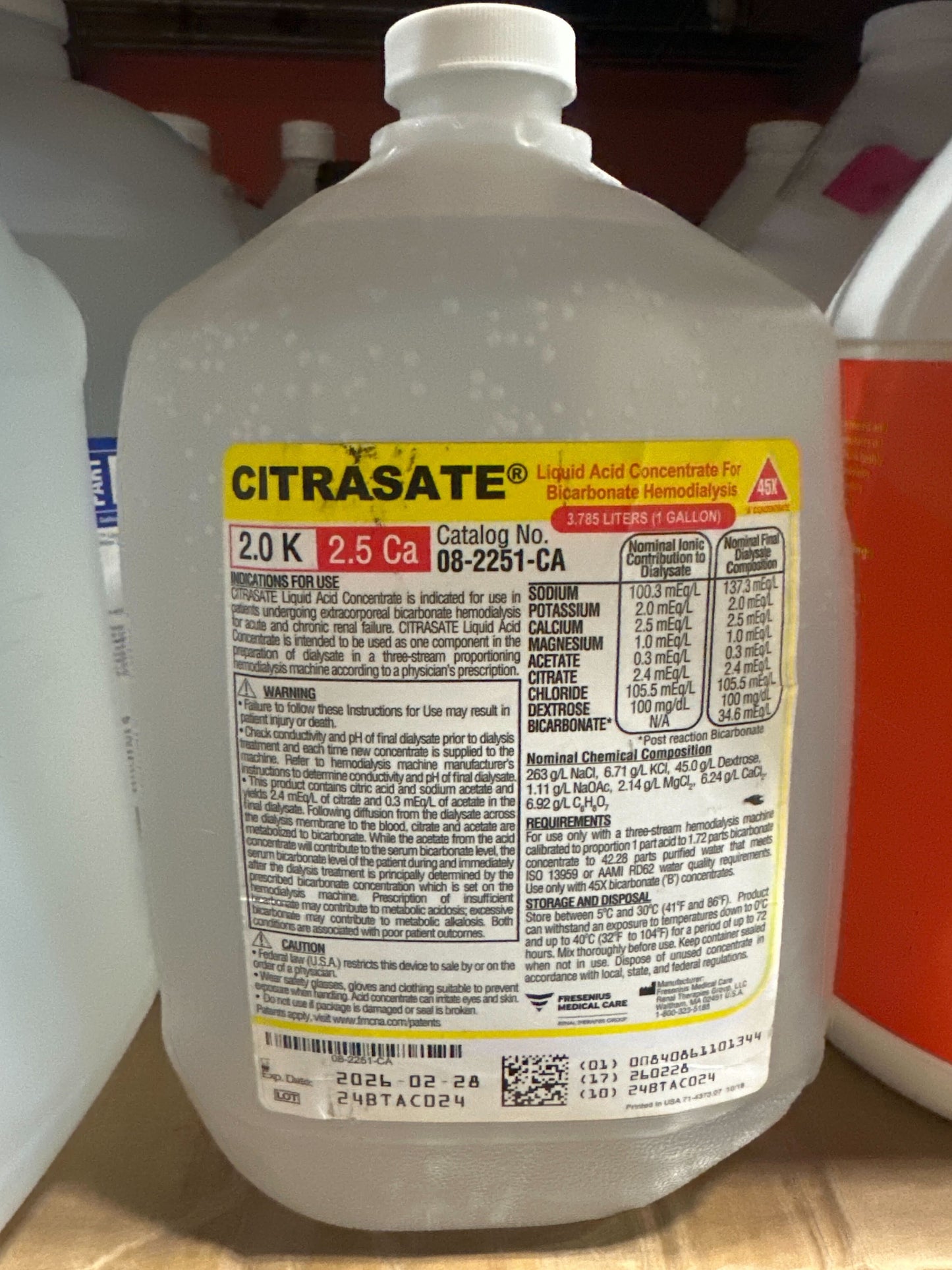 Citrasate Dialysis Solution Citric Acid 1 Gallon Bottle