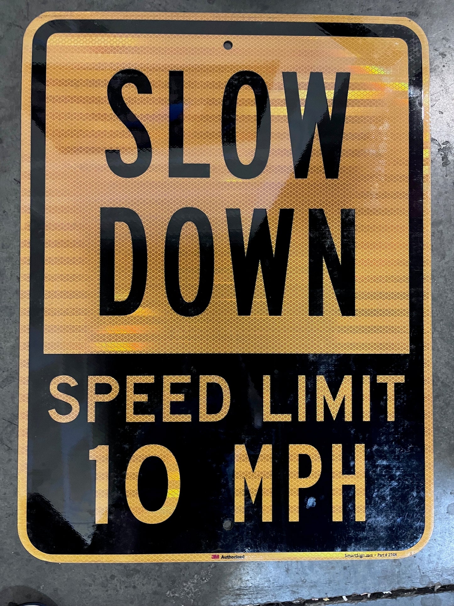 Slow Down Sign: Speed Limit 10 MPH - Reflective Metal Road Sign 18" x 24"