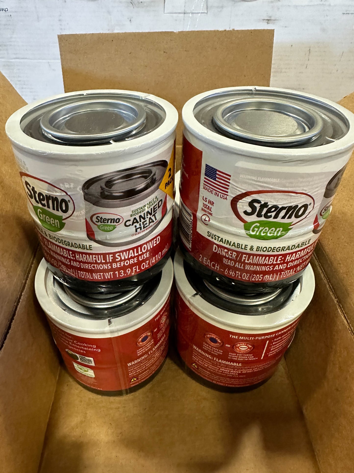 Sterno Green Canned Heat Ethanol Fuel Can - Ethanol Gel Cans with 2.25-Hour Burn Time 6 Packs of 2 (12 Total)