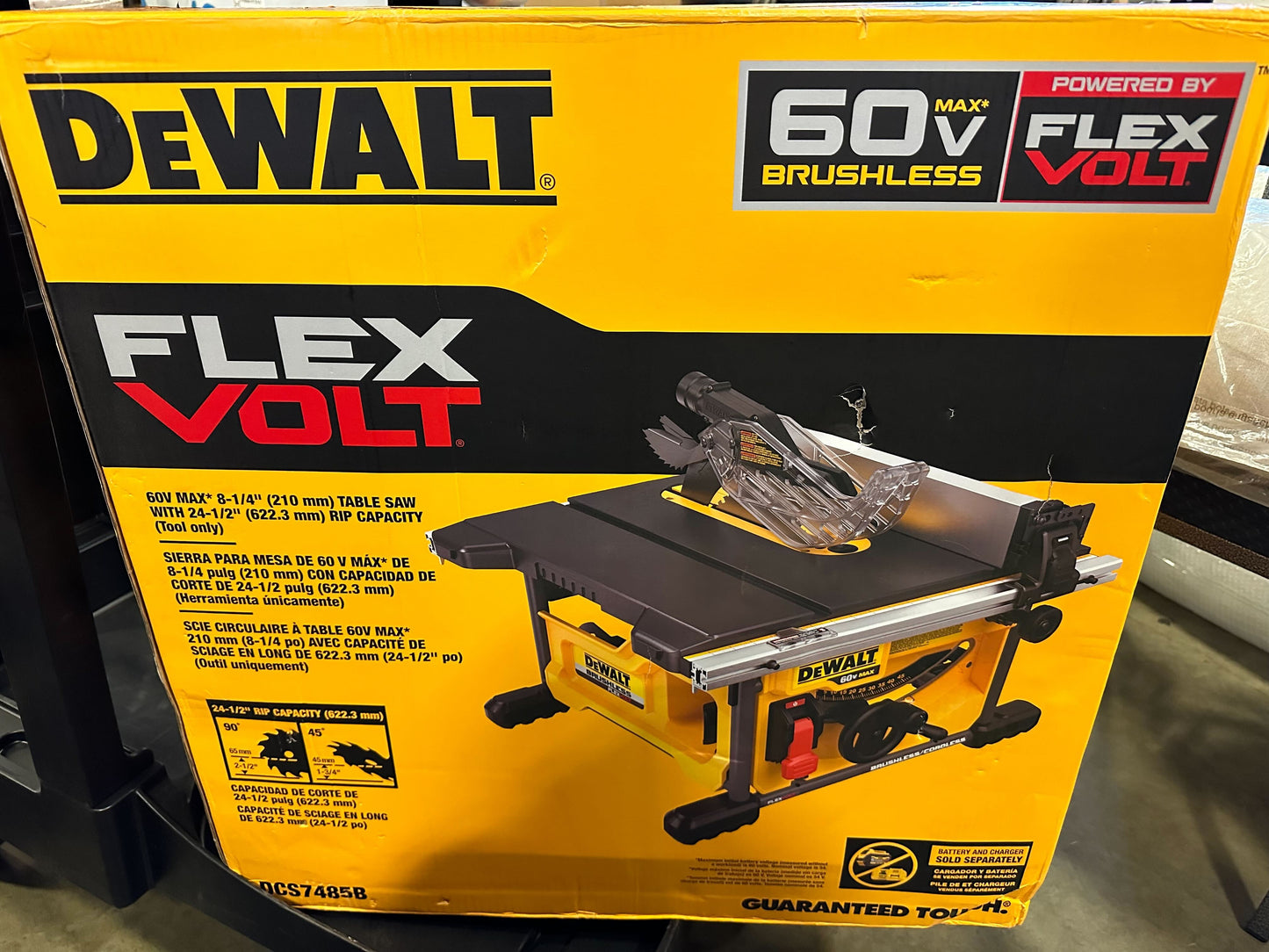 DEWALT FLEXVOLT 60V MAX* Table Saw, 8-1/4-Inch, Tool Only (DCS7485B)