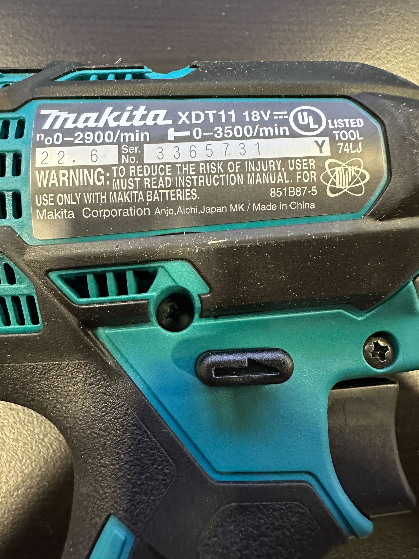 Makita XDT11Z 18V LXT Lithium-Ion Cordless Impact Driver, Tool Only