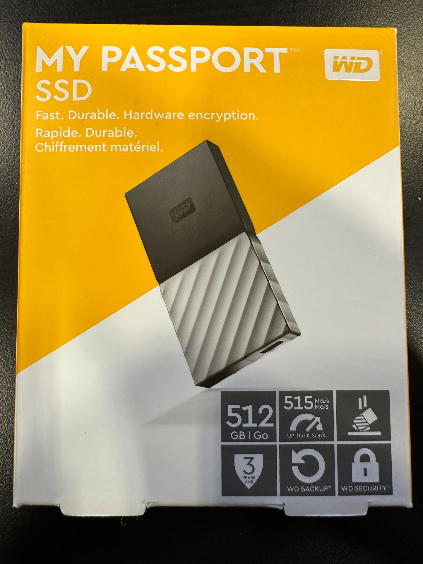 WD 512GB My Passport SSD Portable Storage - USB 3.1 - Black-Gray - WDBK3E5120PSL-WESN