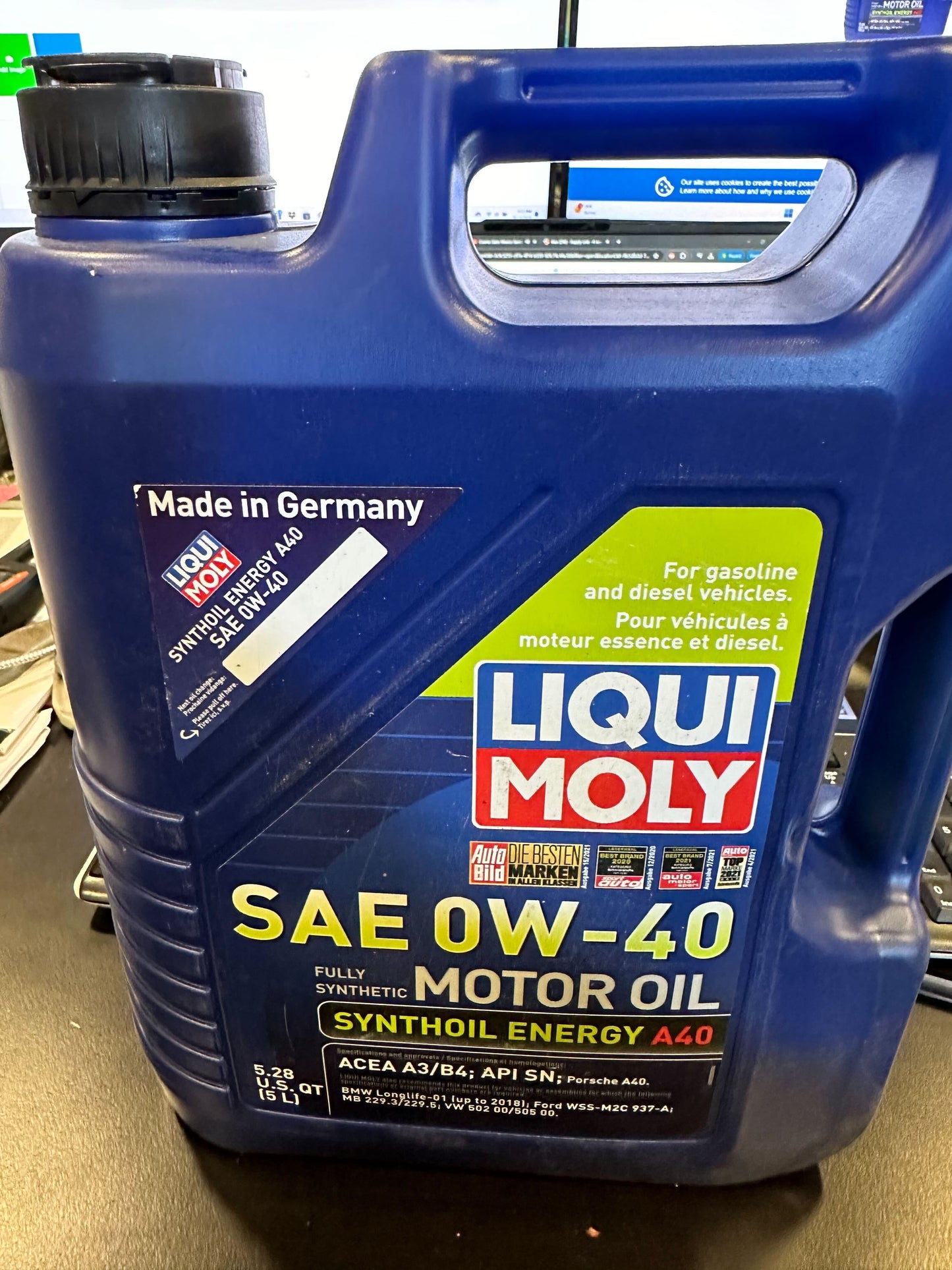 LIQUI MOLY Synthoil Energy A40 SAE 0W-40 | 5 L | Synthesis technology motor oil | SKU: 2050