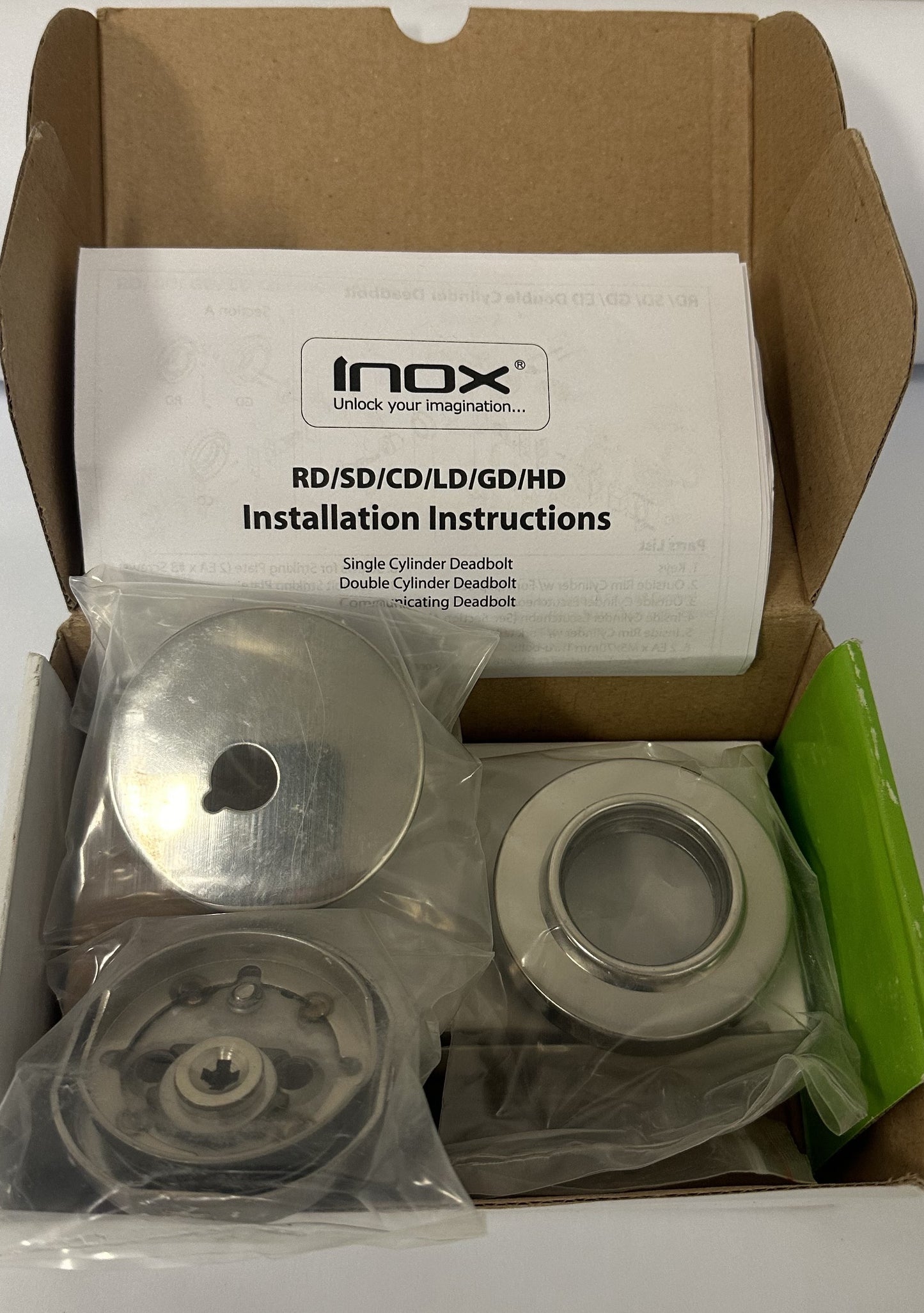 INOX CD Deadbolt Single Cylinder 2-1/2 in. Round Escutcheon Satin Stainless Steel 2-3/8 BS - CD110B6-32