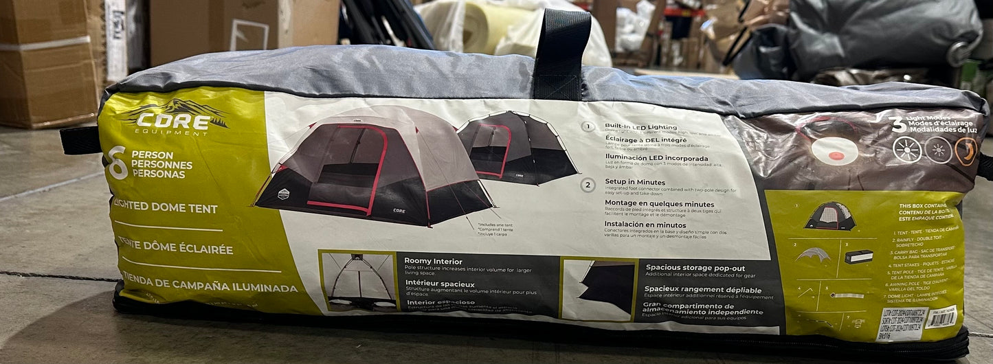 CORE 6 Person Lighted Dome Tent