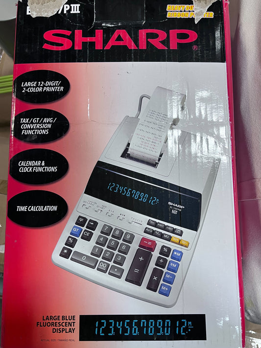 Sharp EL1197PIII Printing Calculator, 12 Display, Fluorescent Display, off-White