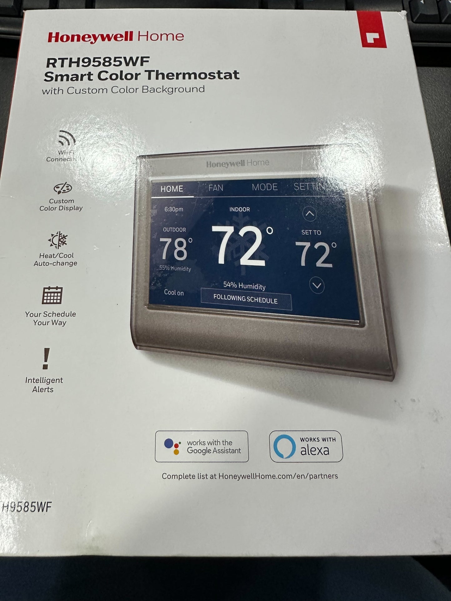 Honeywell Home RTH9585WF1004 Wi-Fi Smart Color Thermostat, 7 Day Programmable, Touch Screen, Energy Star, Alexa Ready, Gray