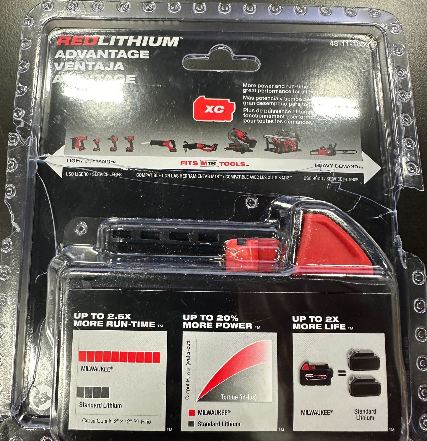 Milwaukee 48-11-1850 M18 18-Volt 5.0 Ah Lithium-Ion XC Extended Capacity Battery Pack