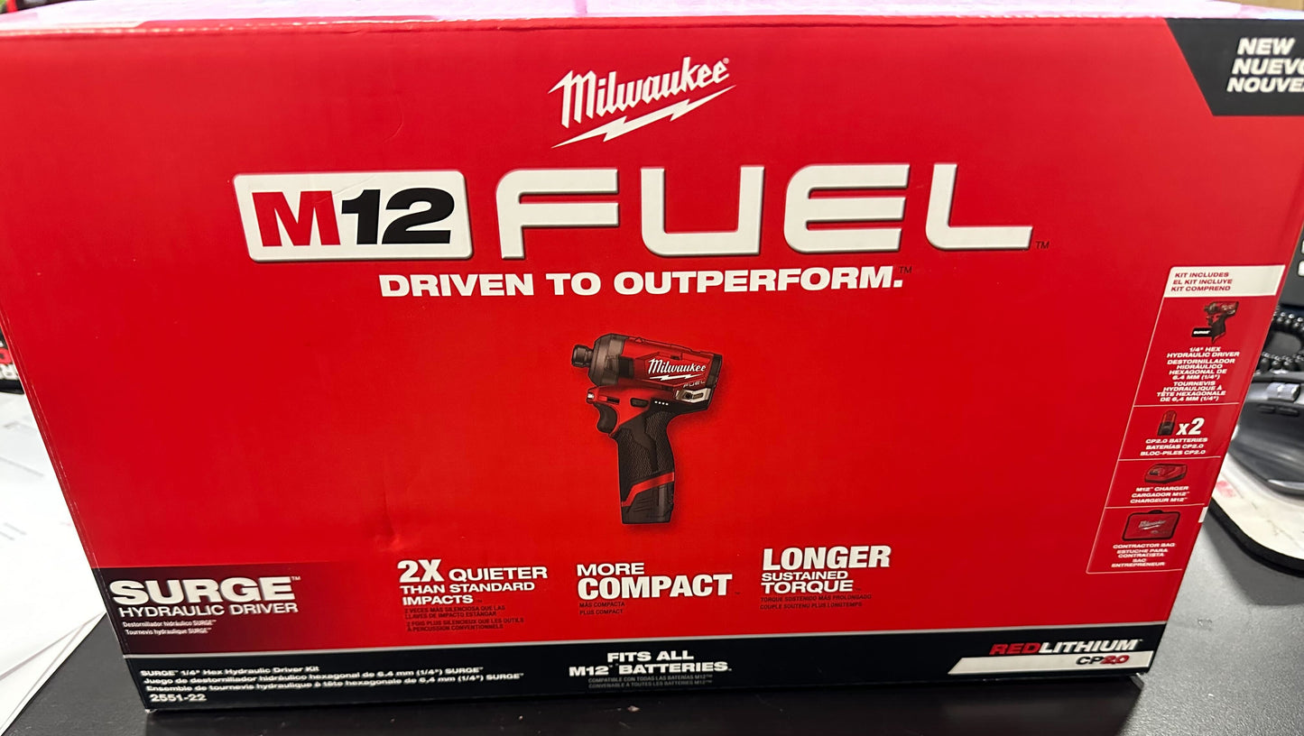 M12™ FUEL™ SURGE™ 1/4 in. Hex Hydraulic Driver 2 Battery Kit 2551-22