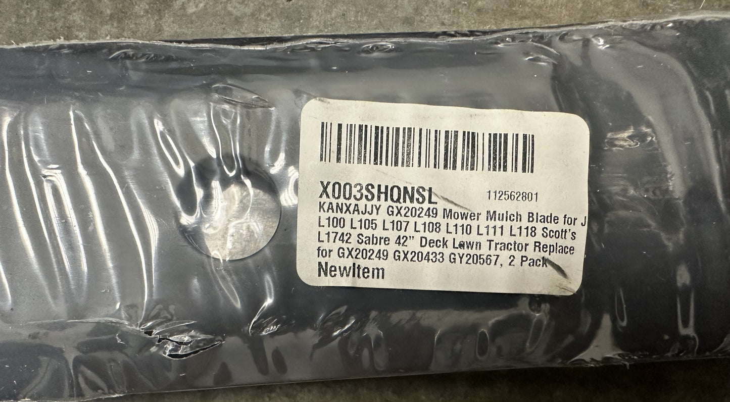 KANXAJJY GX20249 42 inch Mower Blade Fits for John Deere L100 L110 L118 M128485 Fits Scotts L1742 Fits Sabre 1642HS 42" Lawn Tractors Replace for GX20249 GX20433 GY20567，2 Pack