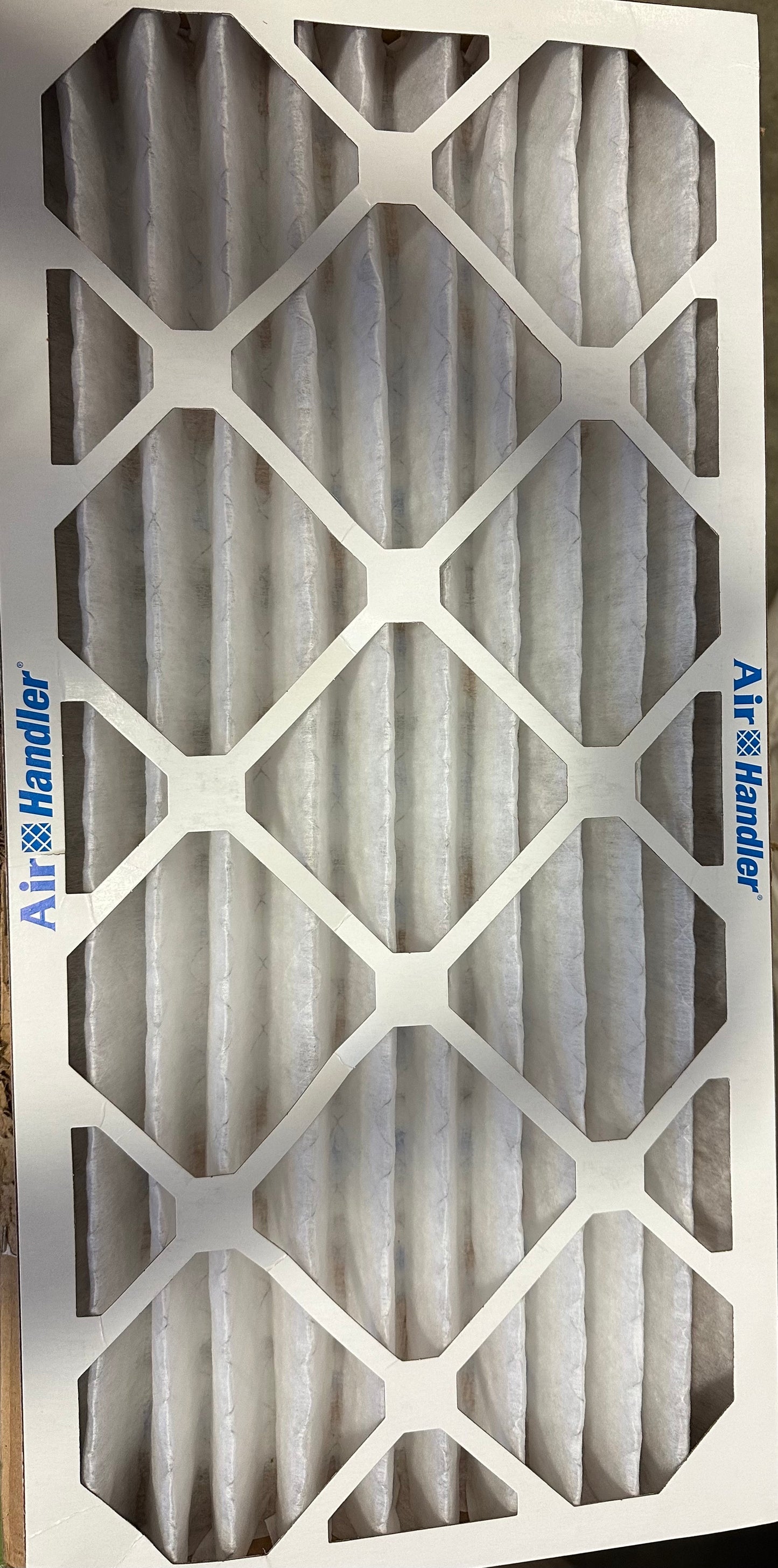 AIR HANDLER Pleated Air Filter: 12x24x2, MERV 8, High Capacity, Synthetic, Beverage Board