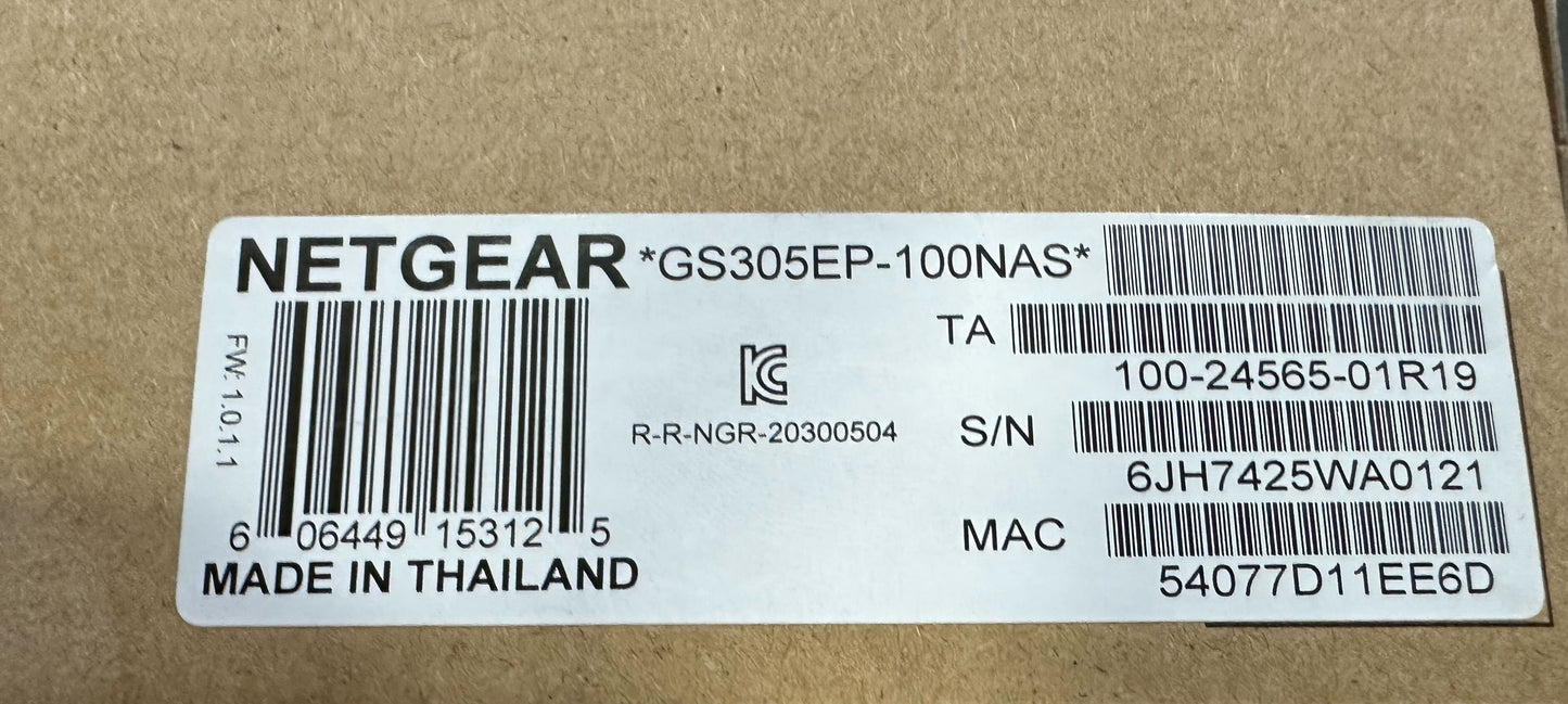 NETGEAR 5 Port PoE Gigabit Ethernet Easy Smart Managed Essentials Switch GS305EP