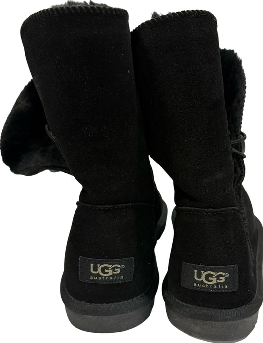 UGG GENUINE Bailey Button II Flat Mid-Calf Boots Black Twinface Sheepskin US Size 11-NEW WITHOUT BOX