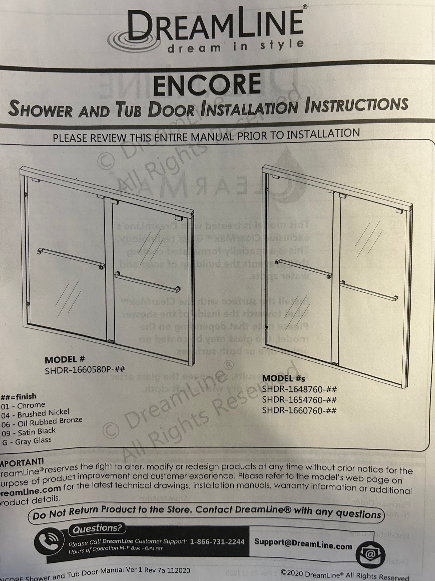 Encore 56 in. to 60 in. W x 76 in. H Sliding Semi-Frameless Shower Door