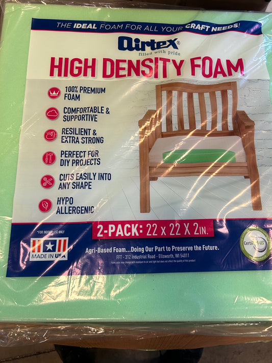 Airtex 2" x 22" x 22" Round High Density Foam Chair Pads 2pk