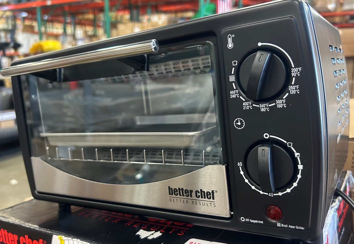 Better Chef Basic Toaster Oven | 4-Slice | 60-Minute Timer | Slide Out Rack | Bake Tray | Broil (Black)