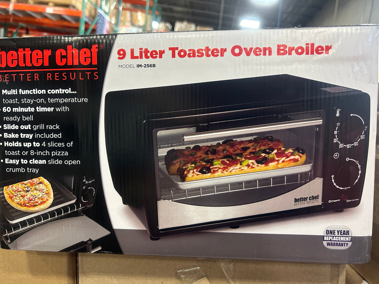 Better Chef Basic Toaster Oven | 4-Slice | 60-Minute Timer | Slide Out Rack | Bake Tray | Broil (Black)