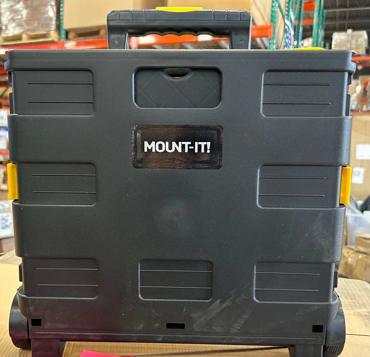 Mount-It! Rolling Utility Cart, Folding and Collapsible Hand Crate with Lid on Wheels, 55 lbs Capacity