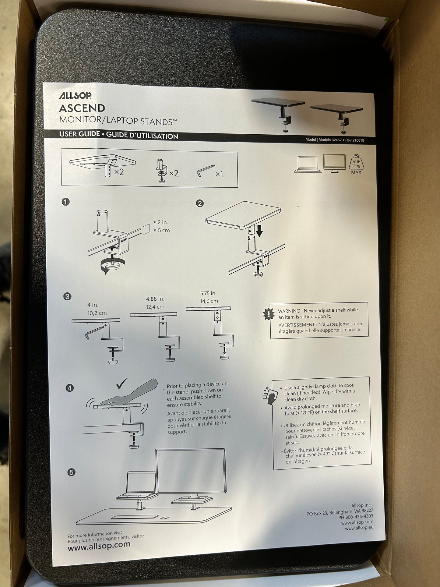 Allsop Ascend Height Adjustable Monitor Stand