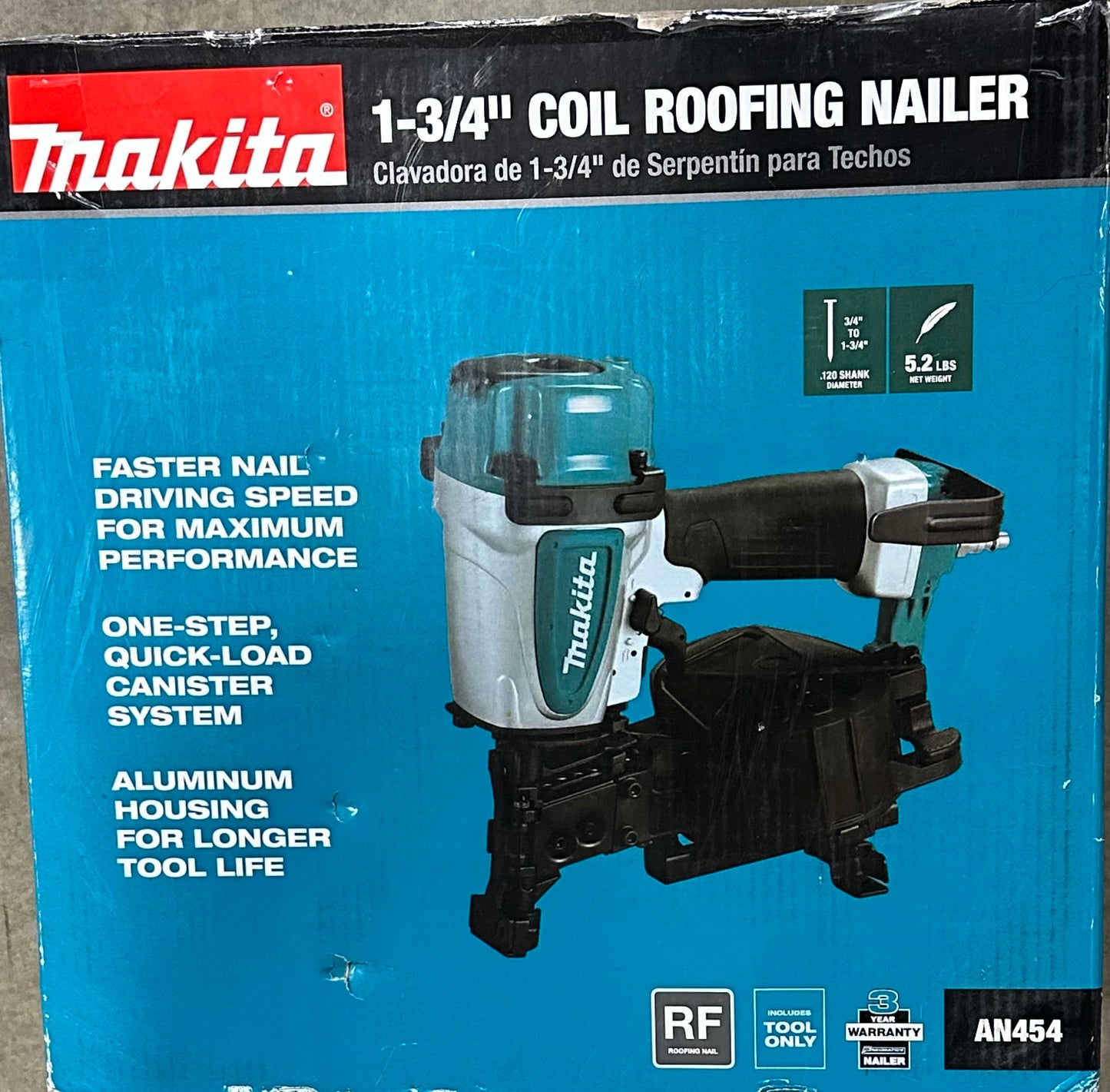 Makita AN454 1-3/4" Coil Roofing Nailer