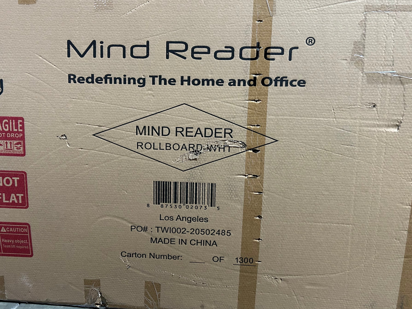 Mind Reader Rolling Double-Sided Dry Erase Magnetic Board, Board Size: 47 x 35.5, Overall Size 49.5"L x 21"W x 73.5"H, White