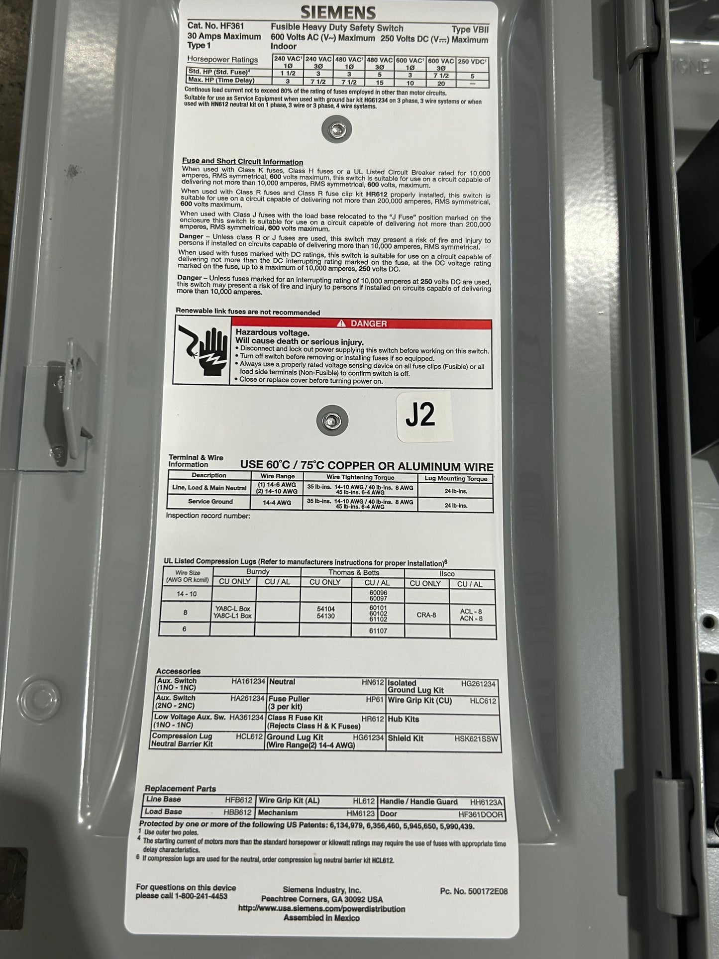 Siemens HF361 30-Amp 3 Pole 600-volt 3 Wire Fused Heavy Duty Safety Switches