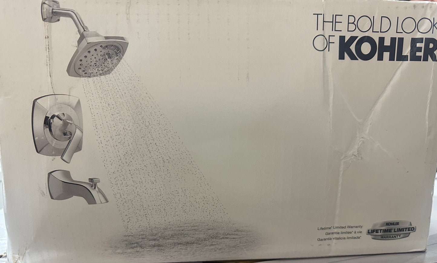 KOHLER Rubicon 3-Spray Wall-Mount Tub Shower Faucet in Polished Chrome (Valve Included)-Open Box