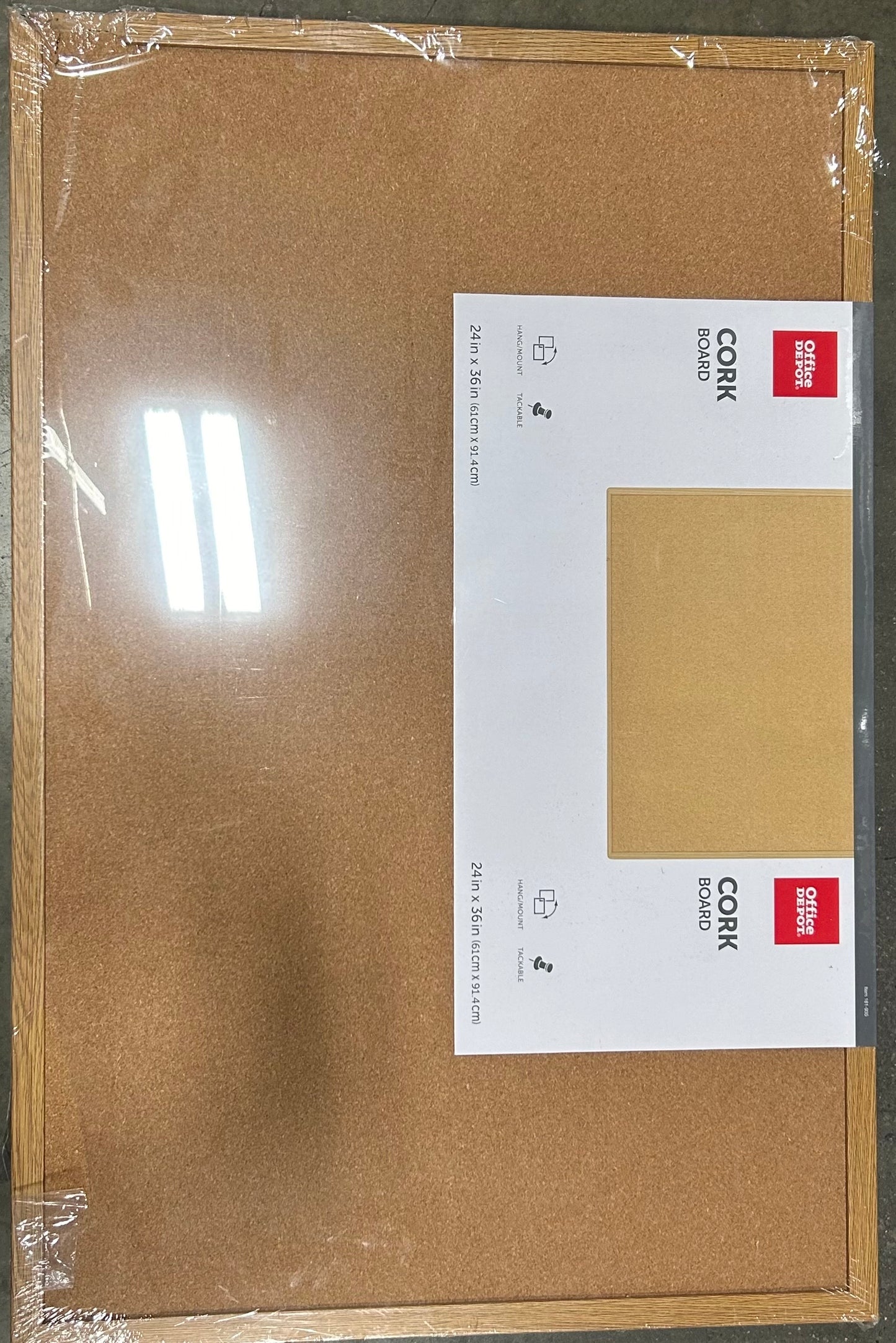 Office Depot Cork Bulletin Board, Oak Finish, 36" x 24"