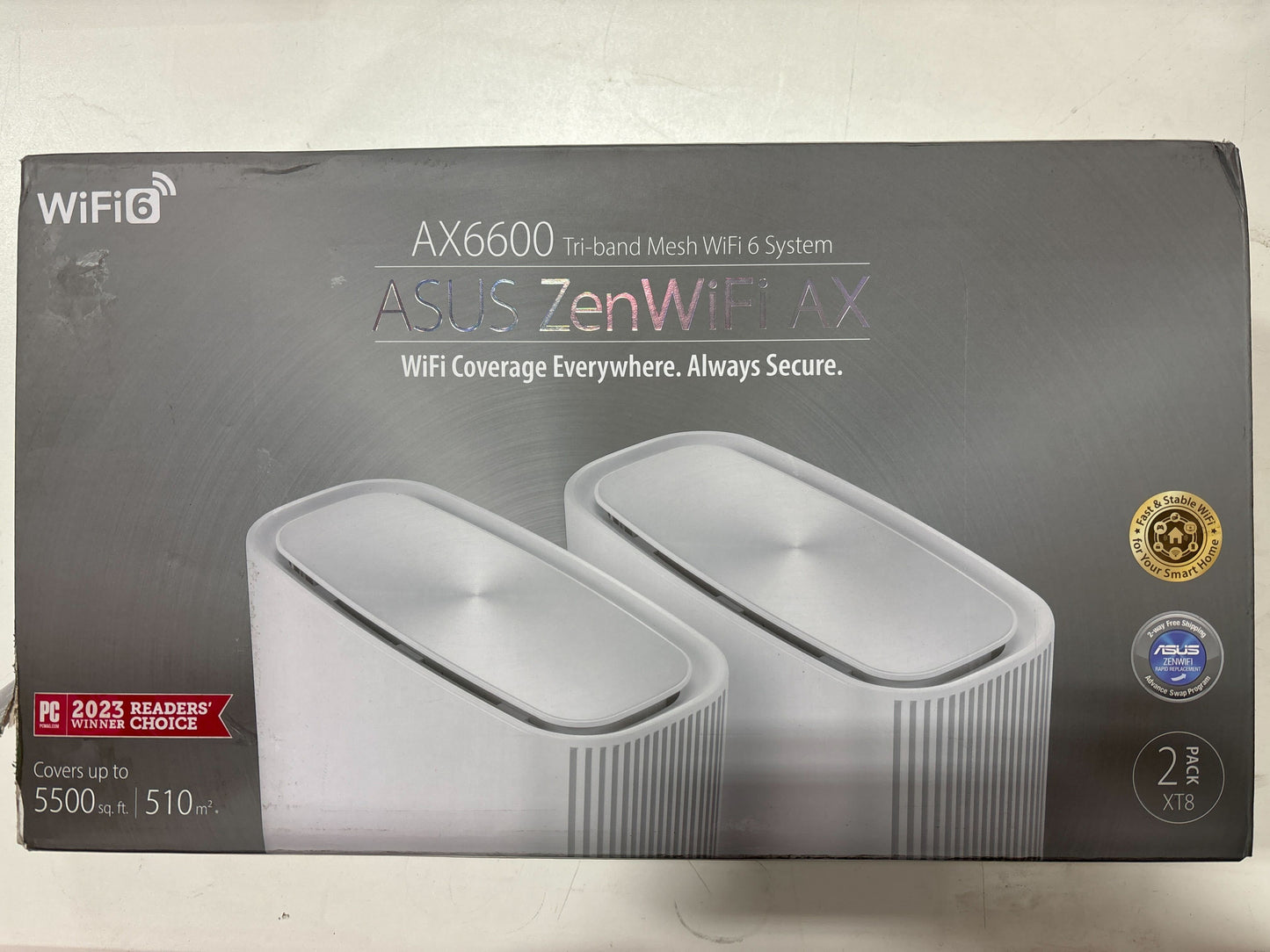 ASUS ZenWiFi AX6600 Tri-Band Mesh WiFi 6 System (XT8 2PK) - Whole Home Coverage up to 5500 sq.ft & 6+ rooms, AiMesh, Included Lifetime Internet Security, Easy Setup, 3 SSID, Parental Control, White