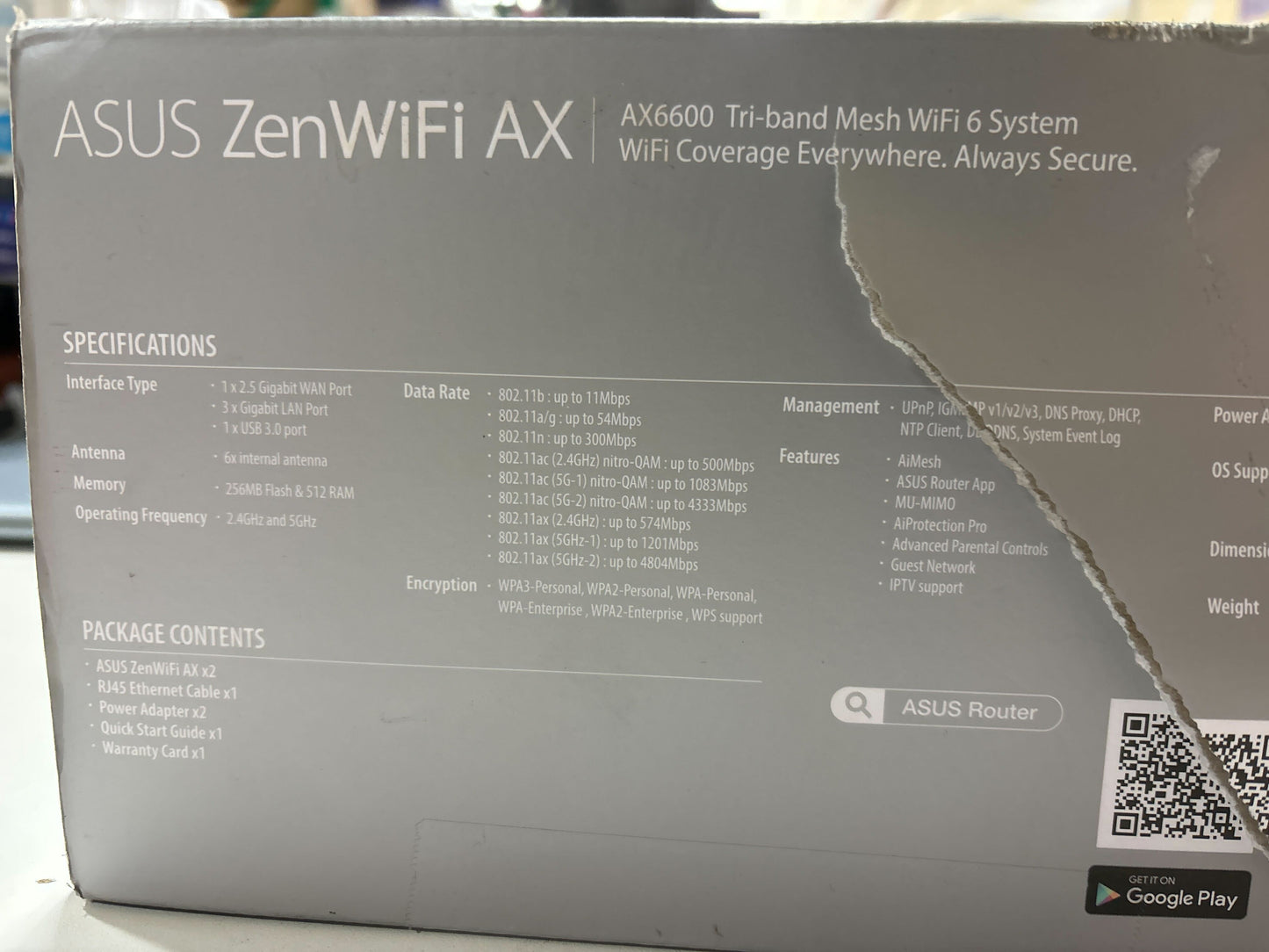 ASUS ZenWiFi AX6600 Tri-Band Mesh WiFi 6 System (XT8 2PK) - Whole Home Coverage up to 5500 sq.ft & 6+ rooms, AiMesh, Included Lifetime Internet Security, Easy Setup, 3 SSID, Parental Control, White