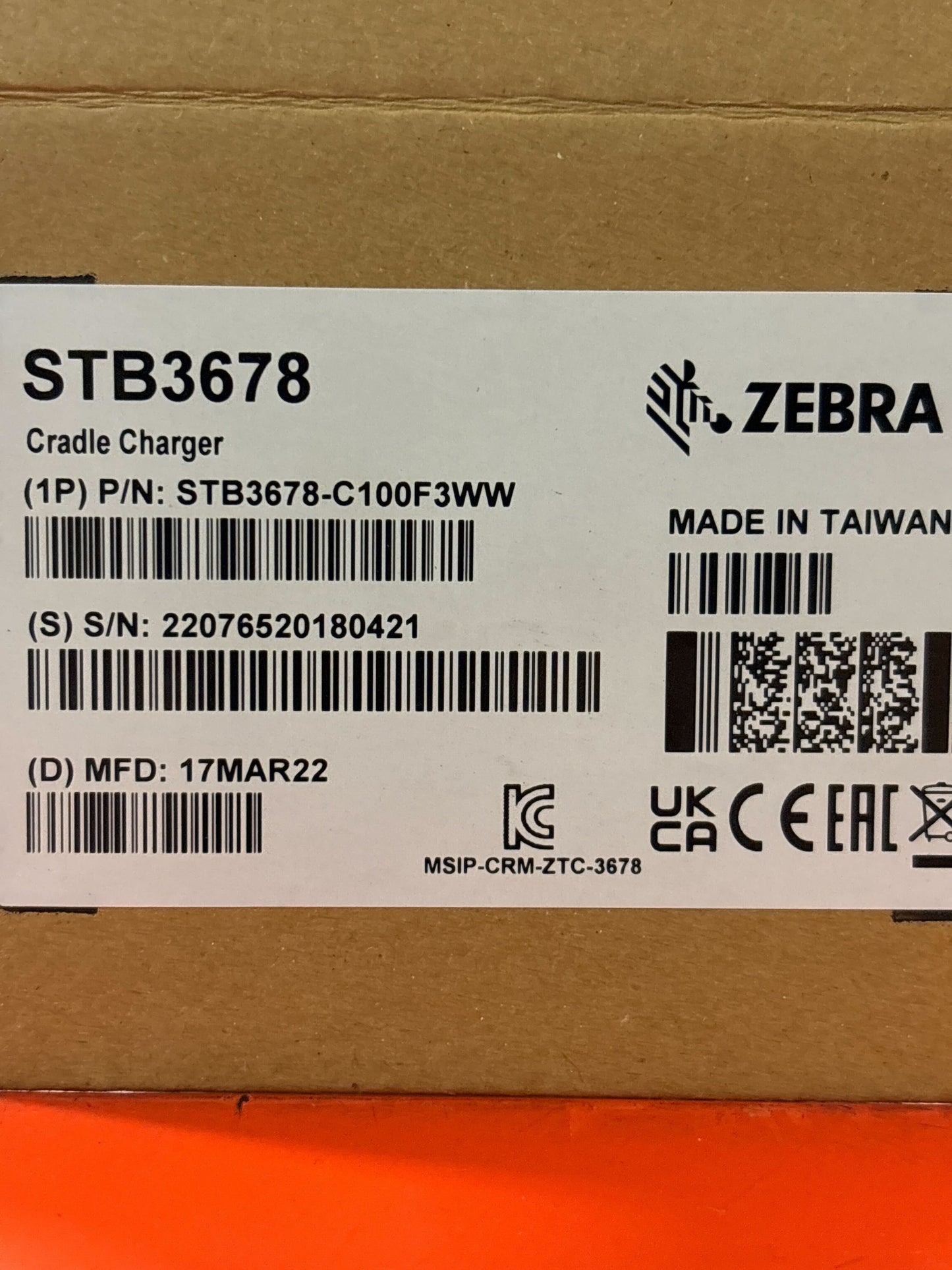 Zebra Enterprise STB3678-C100F3WW Standard Cradle for 3678 Ultra-Rugged Scanner, Charger, Bluetooth and Multi Interface