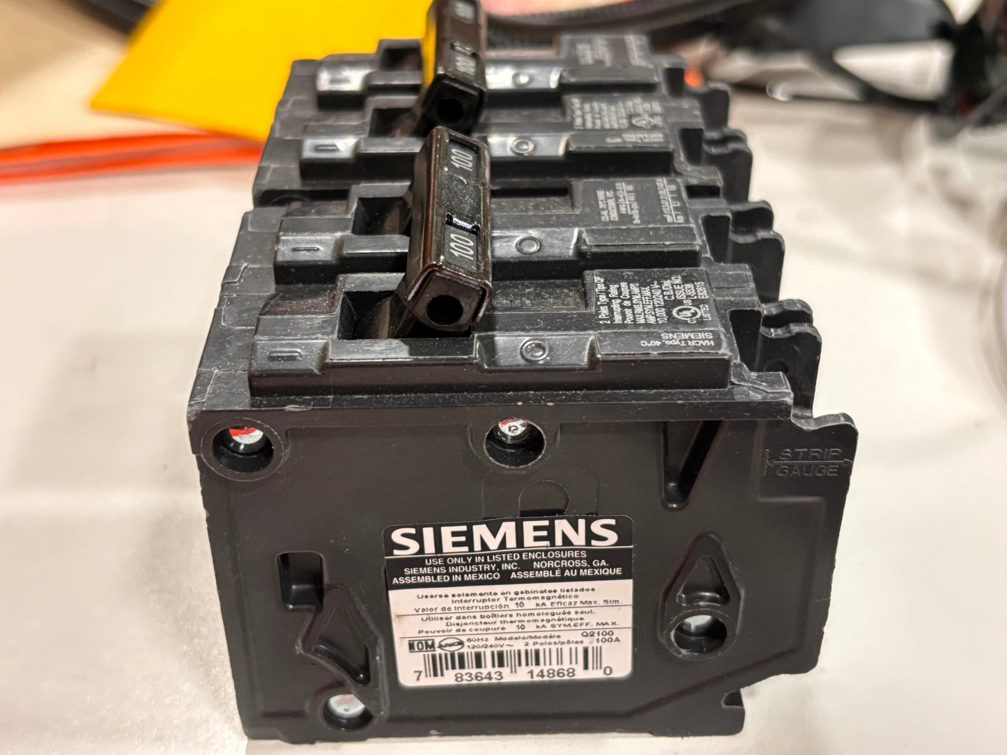 Siemens Q2100_2PK 100 Amp Double Pole Type QP Circuit Breaker