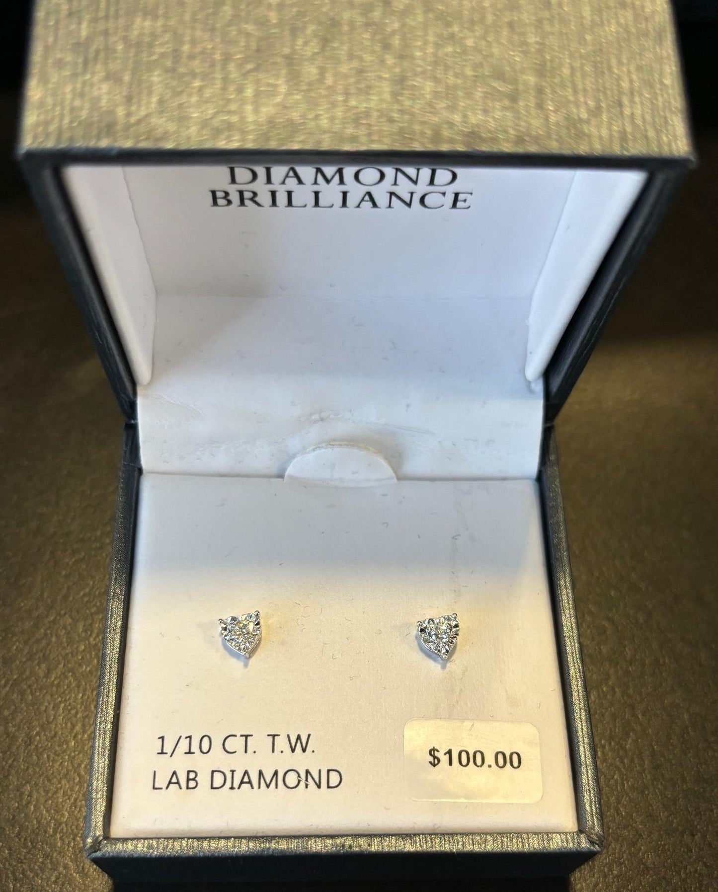 Diamond Brilliance Sterling Silver 1/10 Carat T.W. Lab-Created Diamond Heart Miracle Stud Earrings