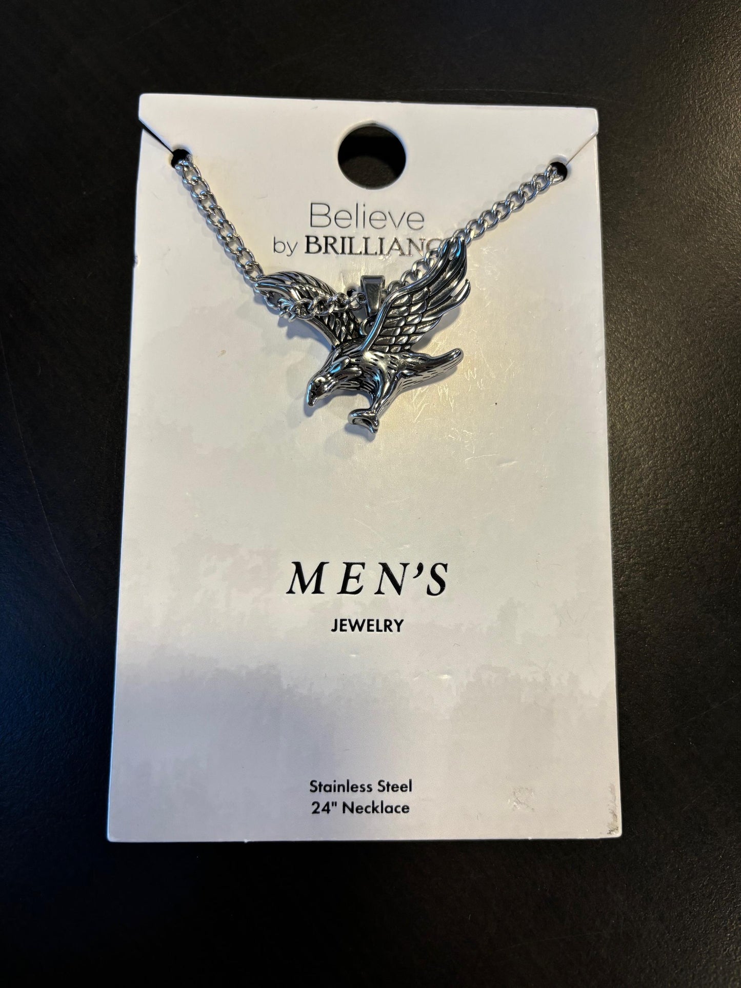 Believe by Brilliance Stainless Steel Hunting Eagle Pendant Necklace