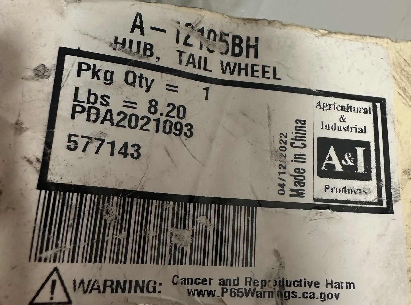 A&I Genuine Part A-12105BH HUB TAIL WHEEL