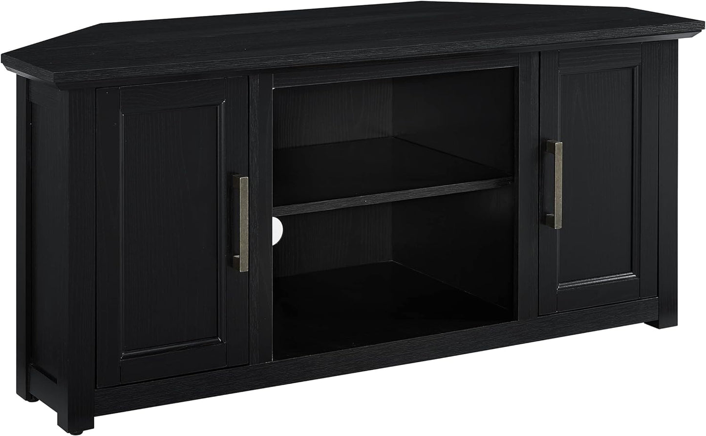 Crosley Furniture Camden 48-inch Corner TV Stand with Open Storage, Black