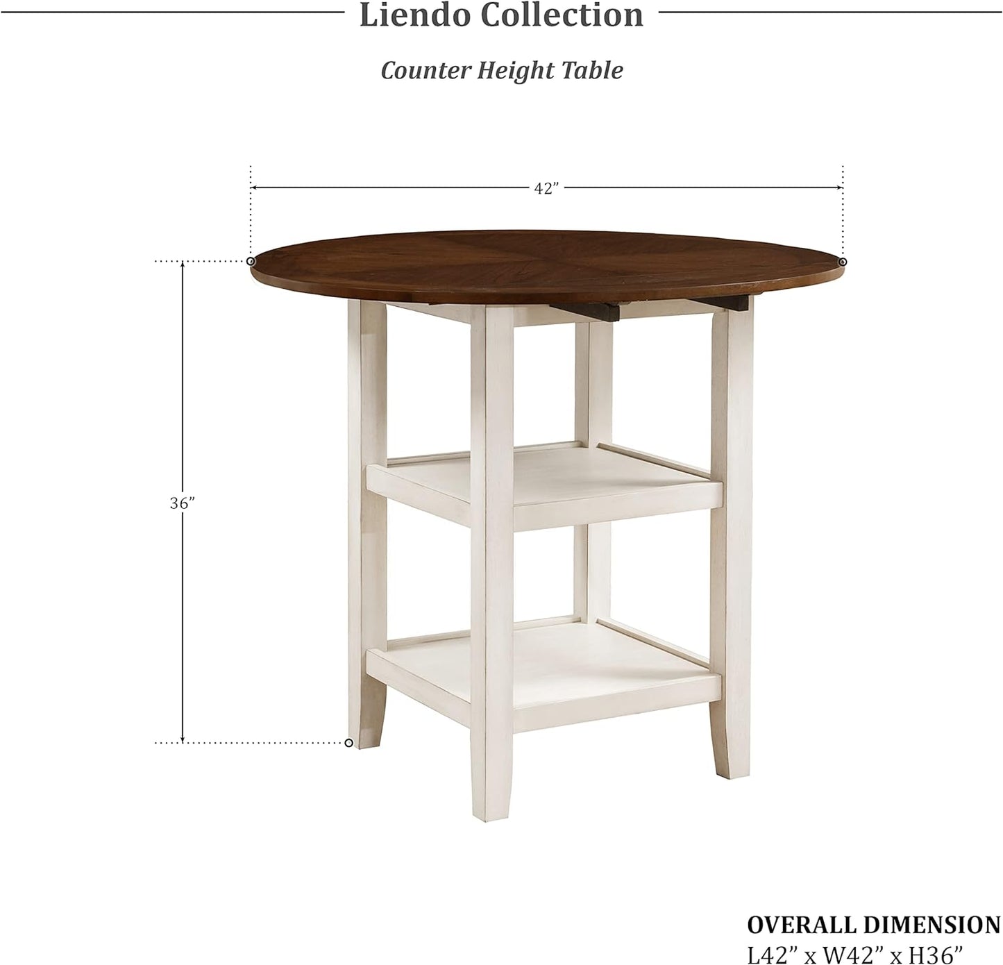 Open Box Lexicon Liendo Counter Height Dining Table, Dark Cherry/Whitewash