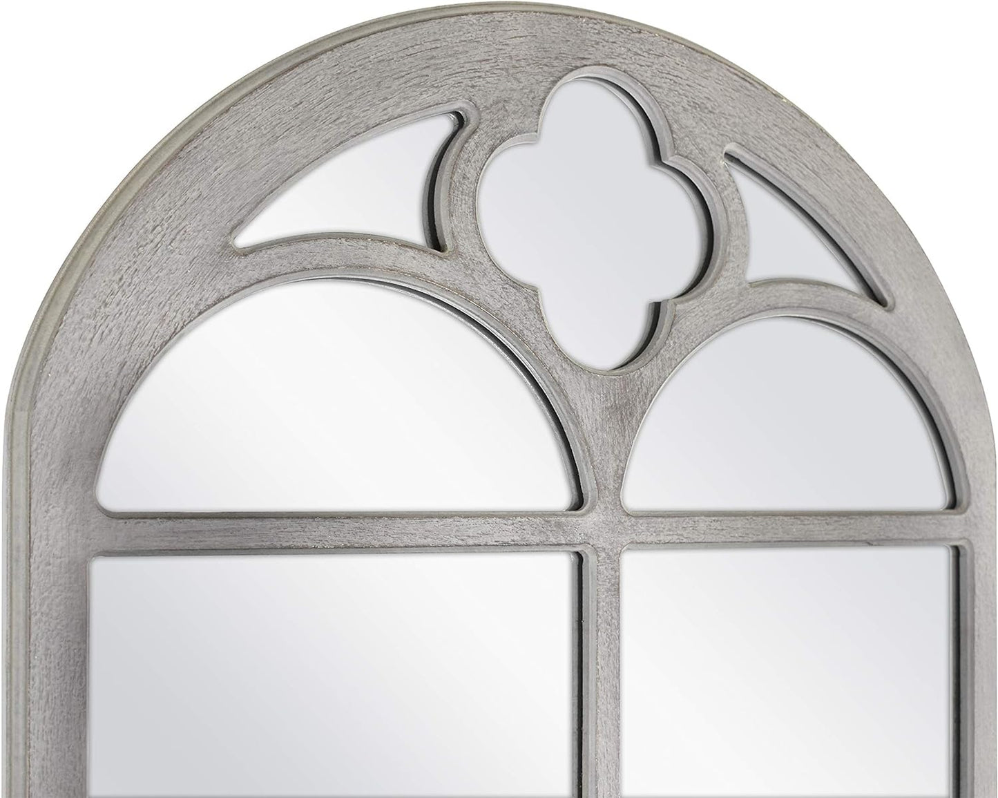 MCS Crested Arch Windowpane Wall Mirror, Gray