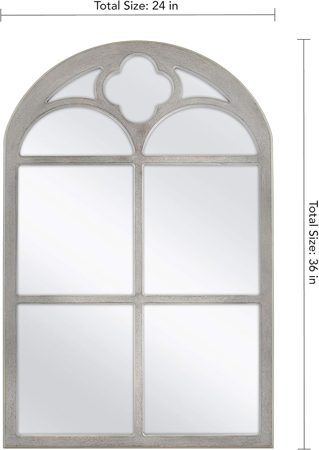 MCS Crested Arch Windowpane Wall Mirror, Gray